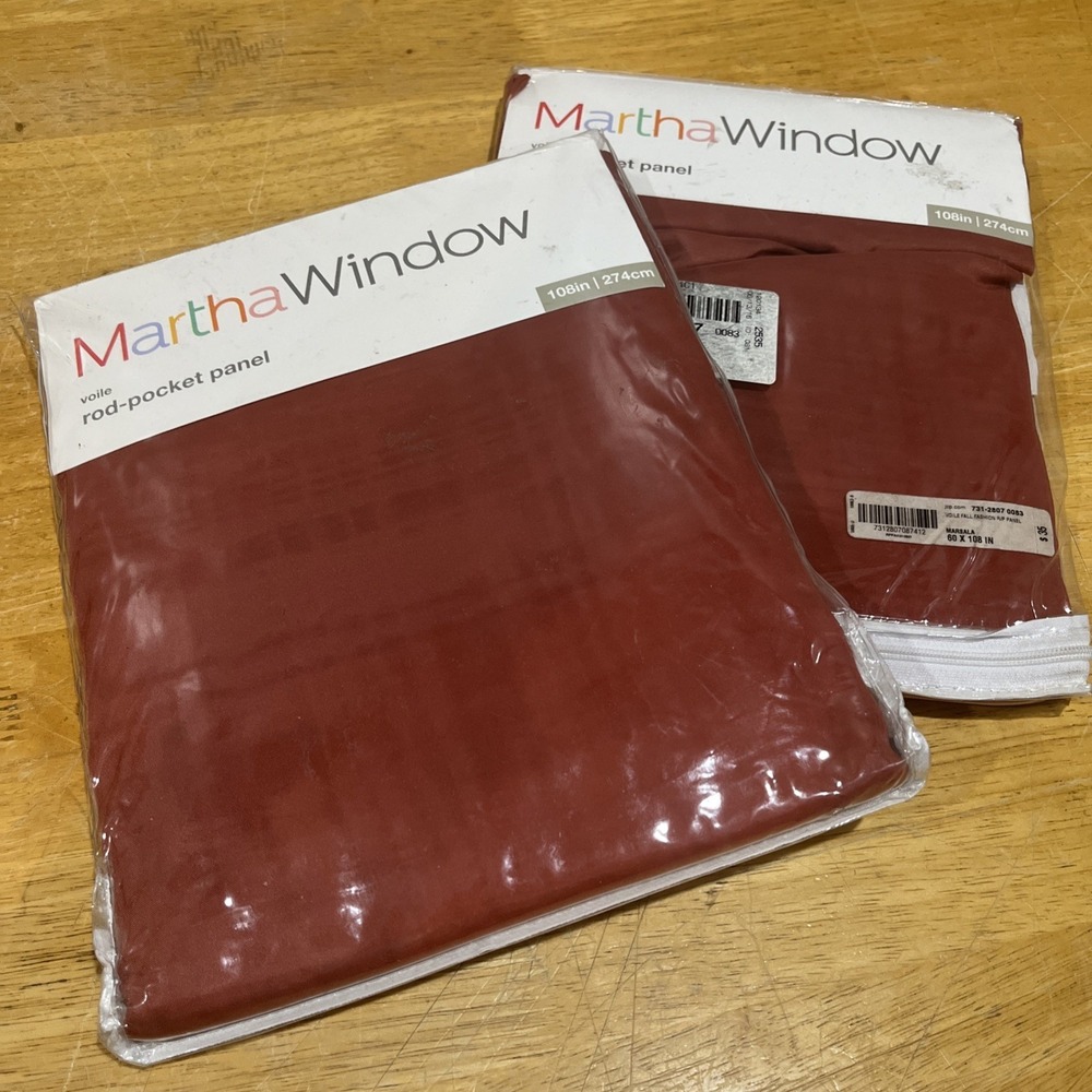 Martha Stewart Window (2)‎ Marsala Red Orange Rod Pocket Panels 60x108"